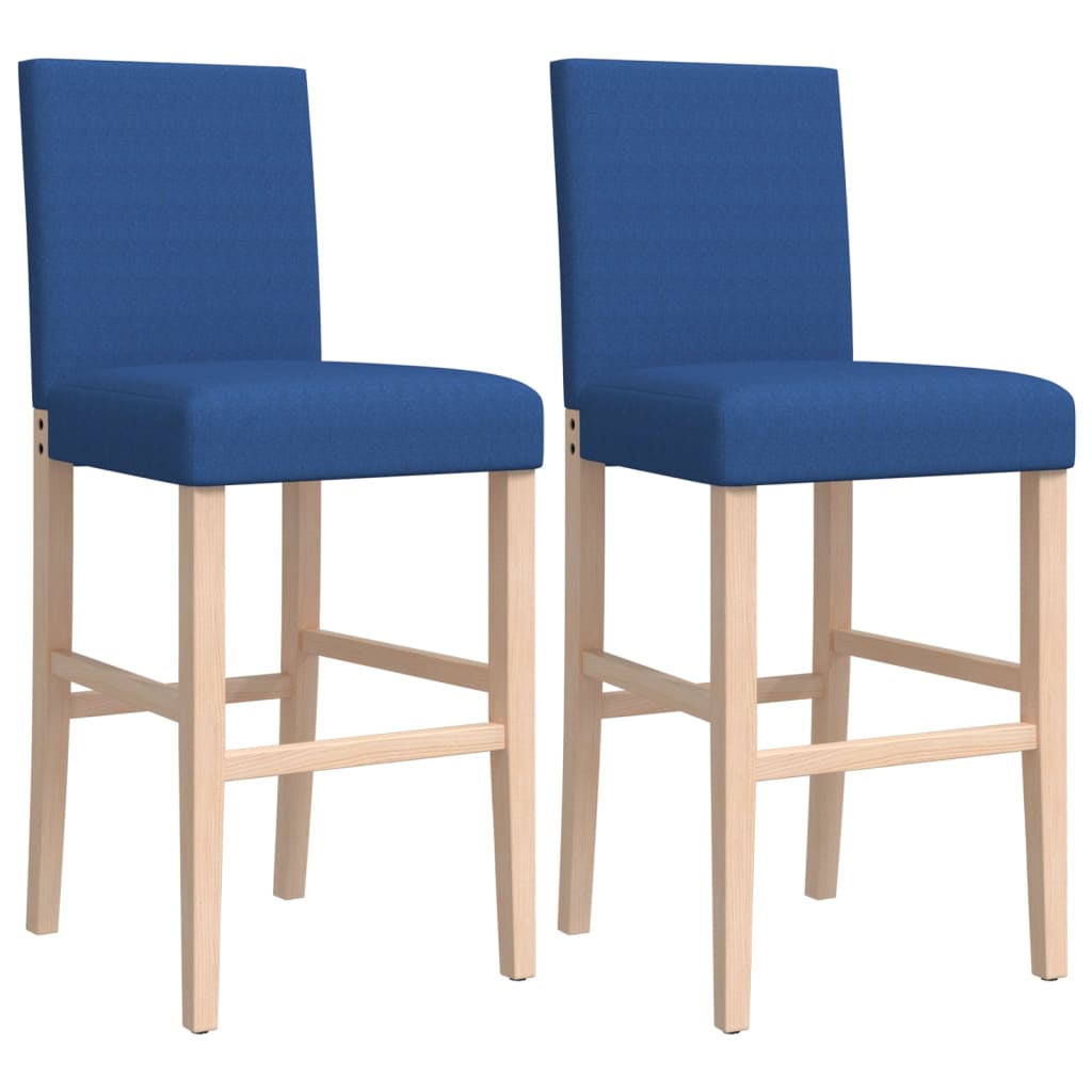 Chaises de bar lot de 2 bois massif d'hévéa et tissu