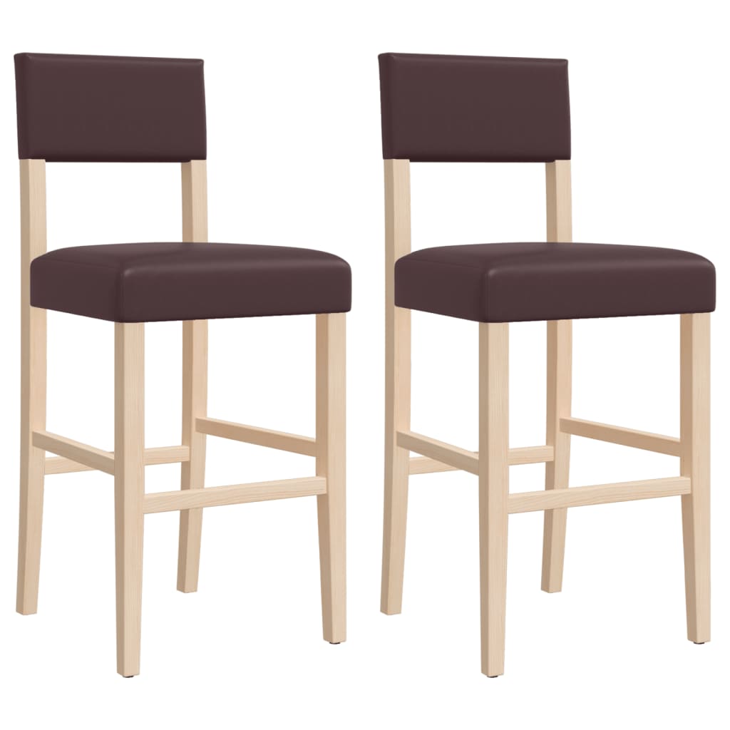 Chaises de bar lot de 2 bois massif d'hévéa et similicuir