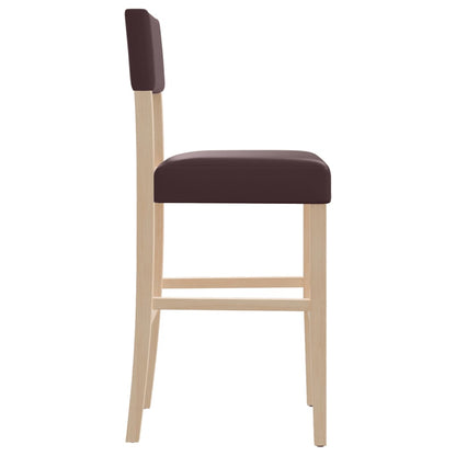 Chaises de bar lot de 2 bois massif d'hévéa et similicuir