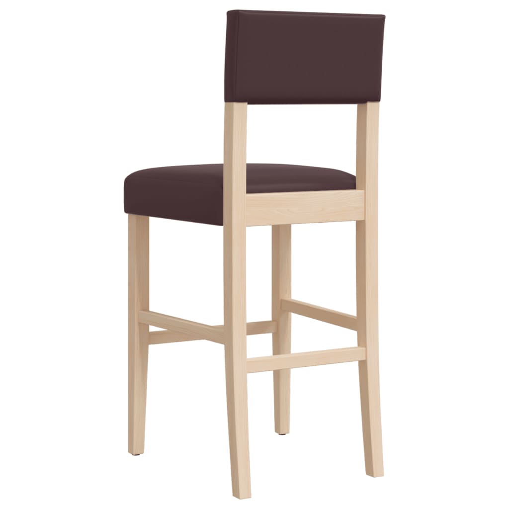 Chaises de bar lot de 2 bois massif d'hévéa et similicuir