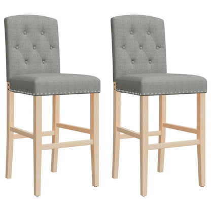 Chaises de bar lot de 2 bois massif d'hévéa et tissu