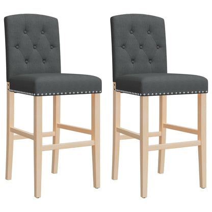 Chaises de bar lot de 2 bois massif d'hévéa et tissu