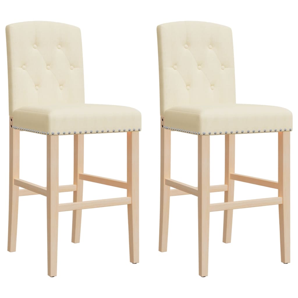 Chaises de bar lot de 2 bois massif d'hévéa et tissu