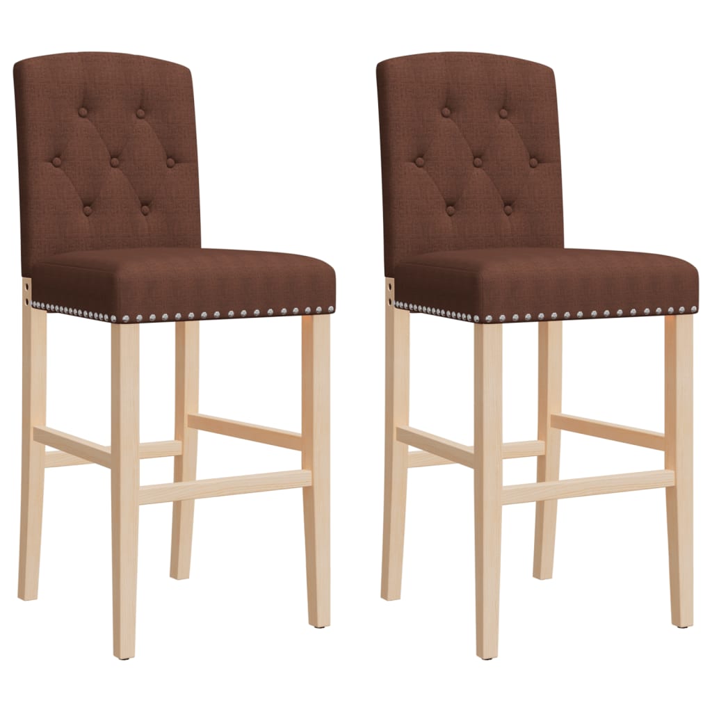 Chaises de bar lot de 2 bois massif d'hévéa et tissu