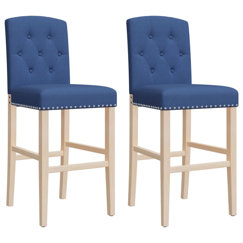 Chaises de bar lot de 2 bois massif d'hévéa et tissu