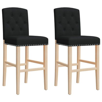 Chaises de bar lot de 2 bois massif d'hévéa et tissu