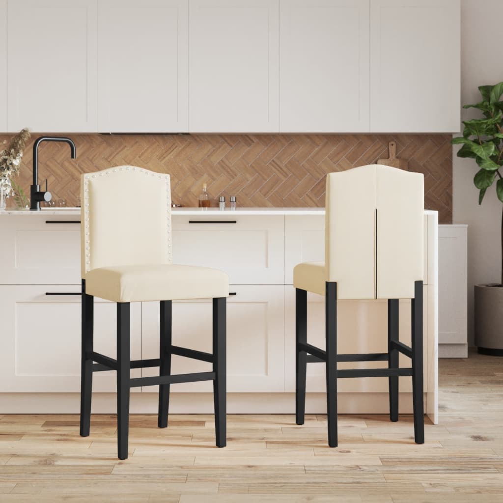 Chaises de bar lot de 2 bois massif d'hévéa et tissu