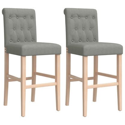 Chaises de bar lot de 2 bois massif d'hévéa et tissu