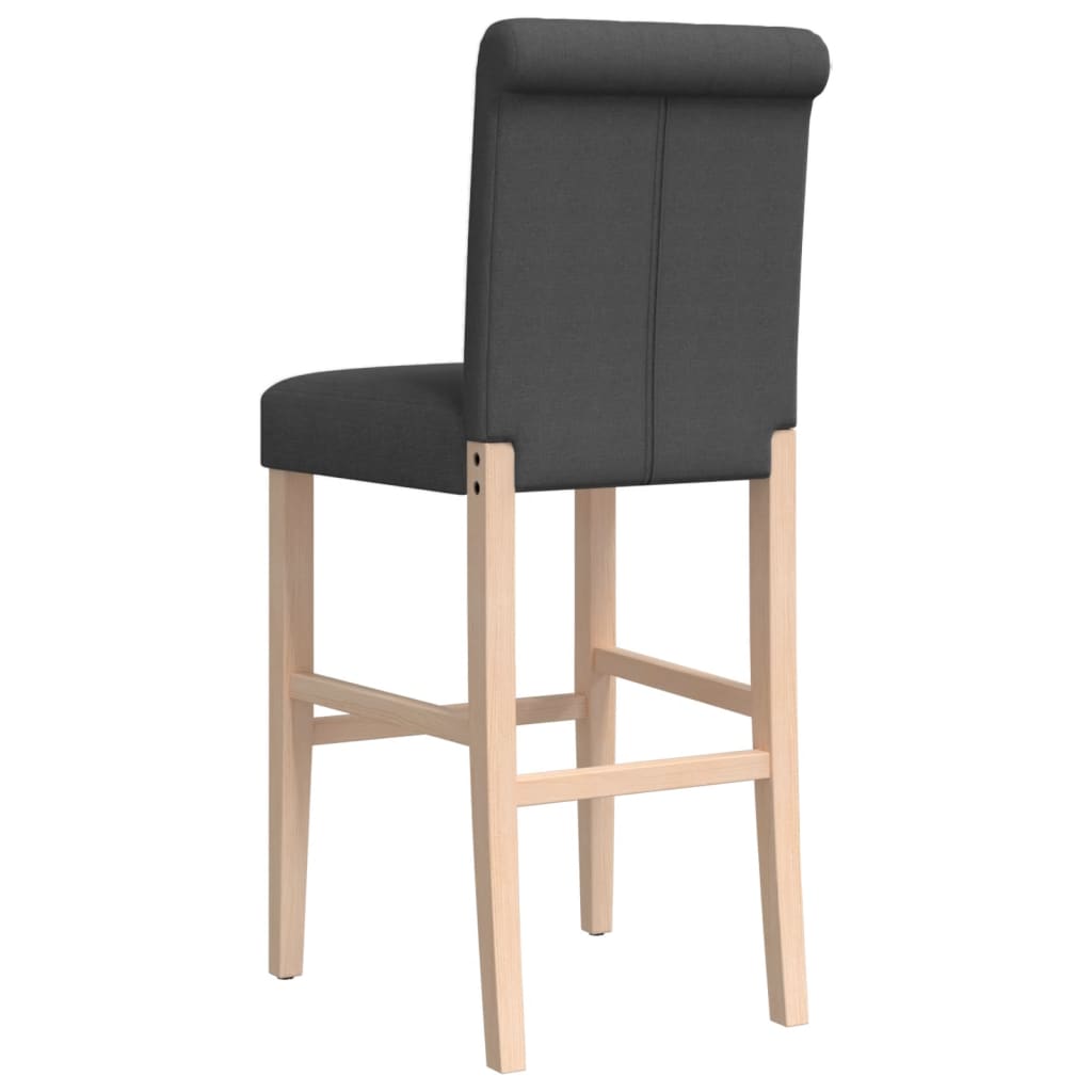 Chaises de bar lot de 2 bois massif d'hévéa et tissu