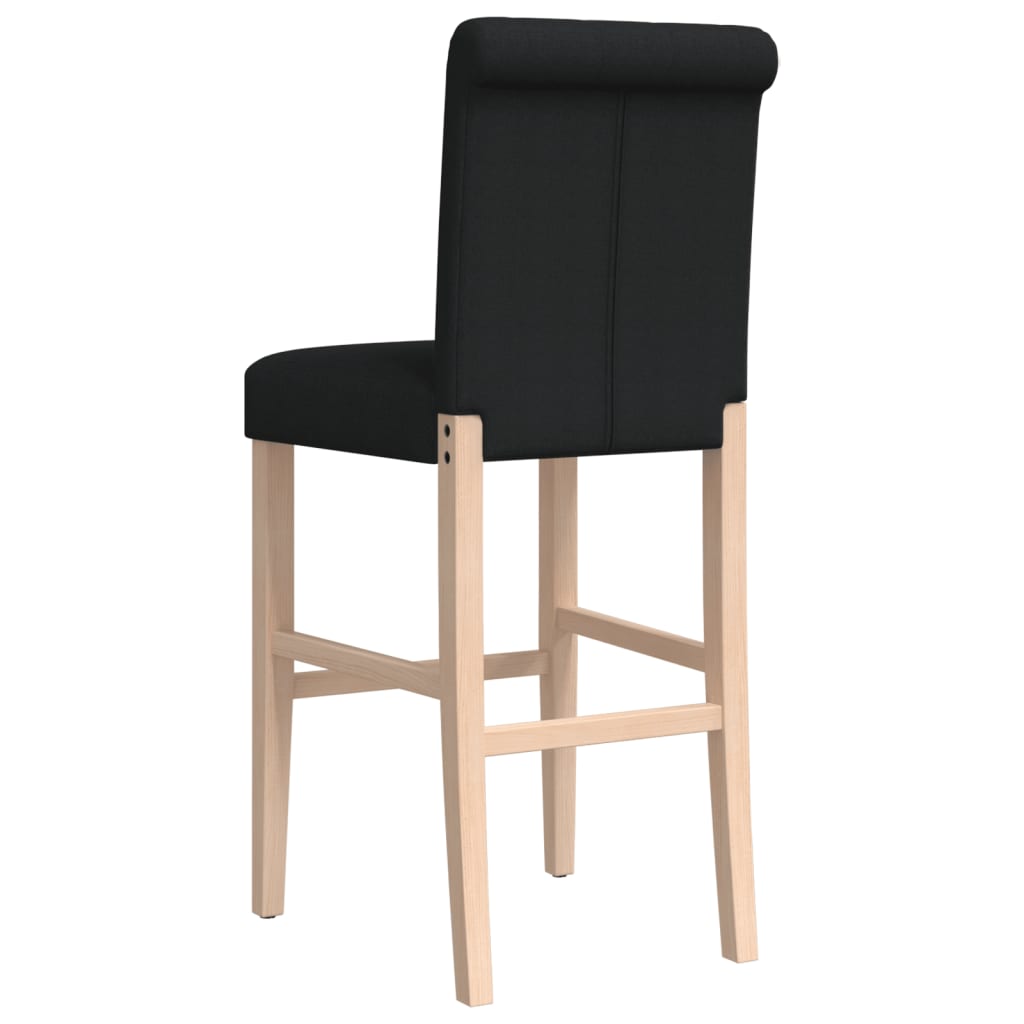 Chaises de bar lot de 2 bois massif d'hévéa et tissu