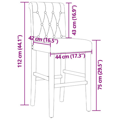 Chaises de bar lot de 2 bois massif d'hévéa et tissu