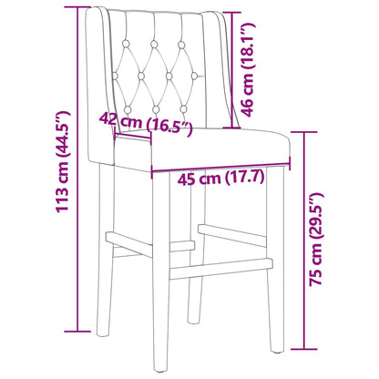 Chaises de bar lot de 2 bois massif d'hévéa et tissu