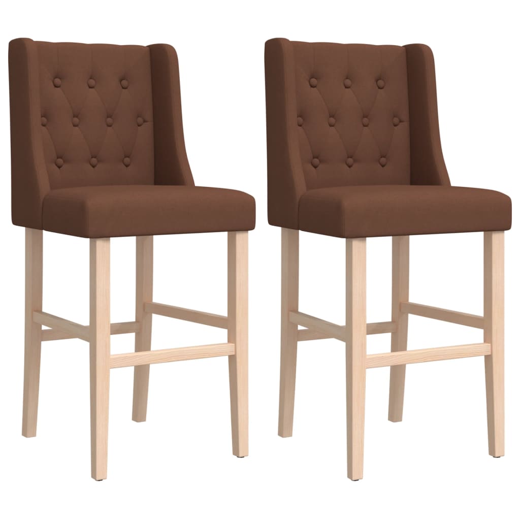 Chaises de bar lot de 2 bois massif d'hévéa et tissu