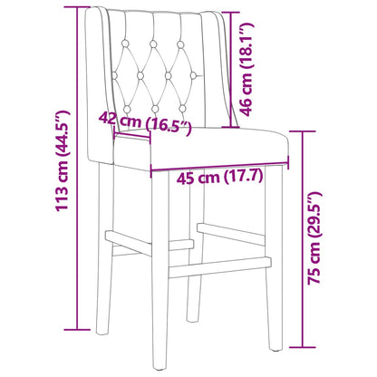 Chaises de bar lot de 2 bois massif d'hévéa et tissu