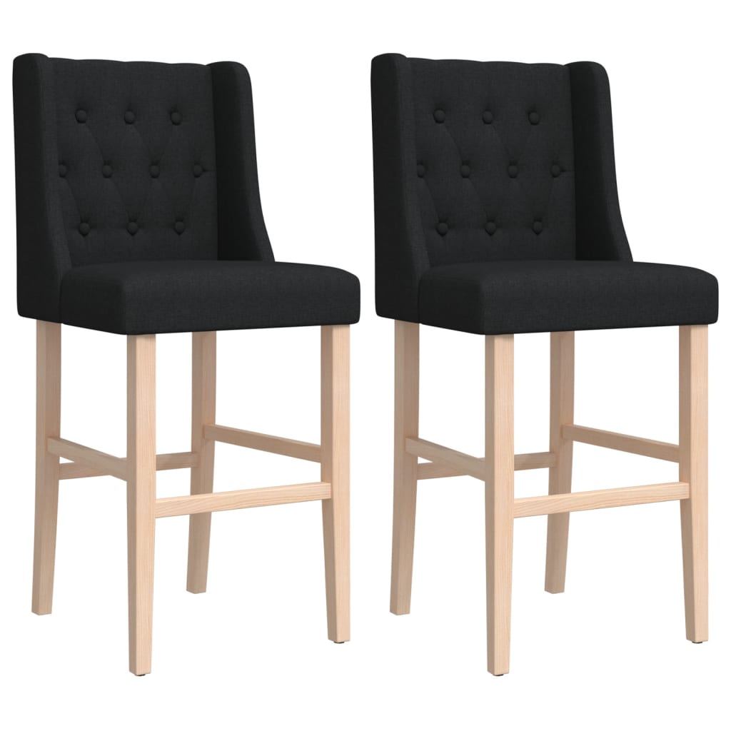 Chaises de bar lot de 2 bois massif d'hévéa et tissu