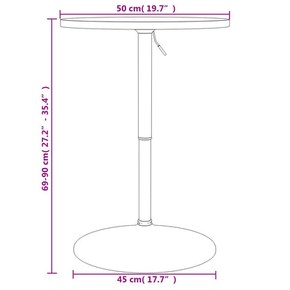 Table de bar blanc 50x50x90cm bois d'ingénierie et acier chromé