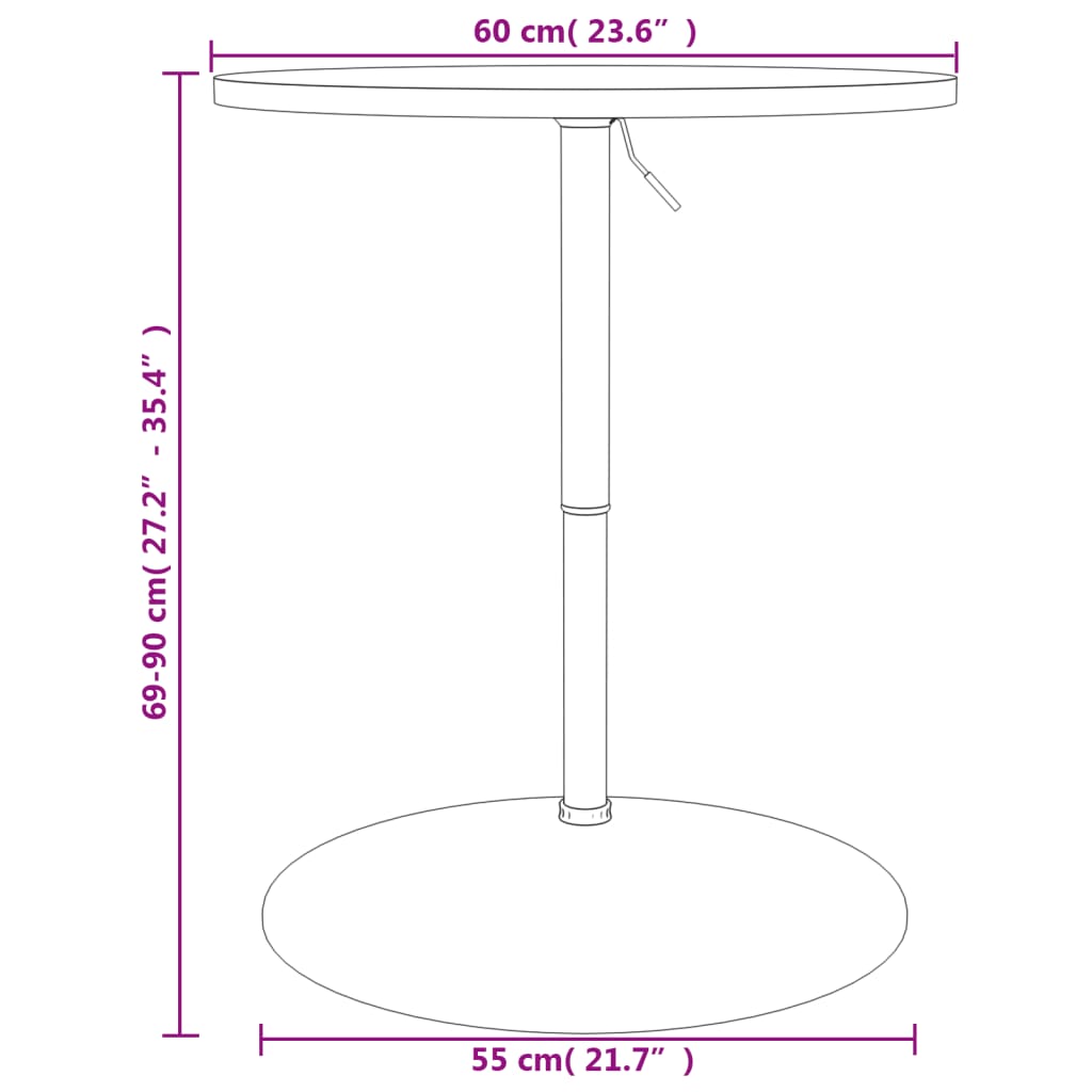 Table de bar noir 60x60x90 cm bois d'ingénierie et acier chromé