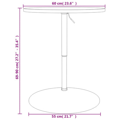 Table de bar noir 60x60x90 cm bois d'ingénierie et acier chromé