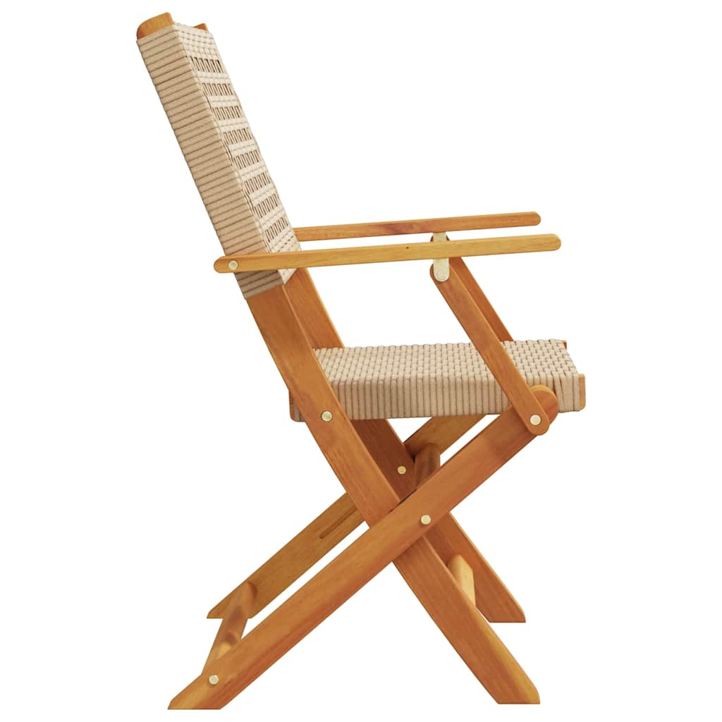 Chaises de jardin pliantes lot de 4 beige rotin et bois massif