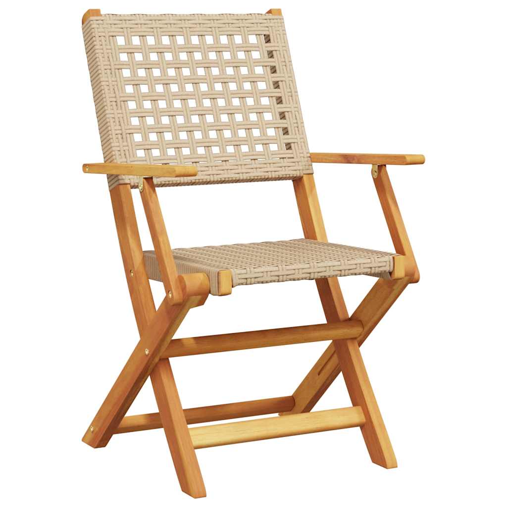 Chaises de jardin pliantes lot de 6 beige rotin et bois massif