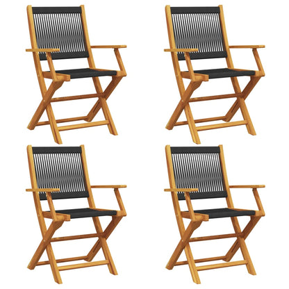 Chaises de jardin pliantes lot de 4 noir bois d'acacia massif