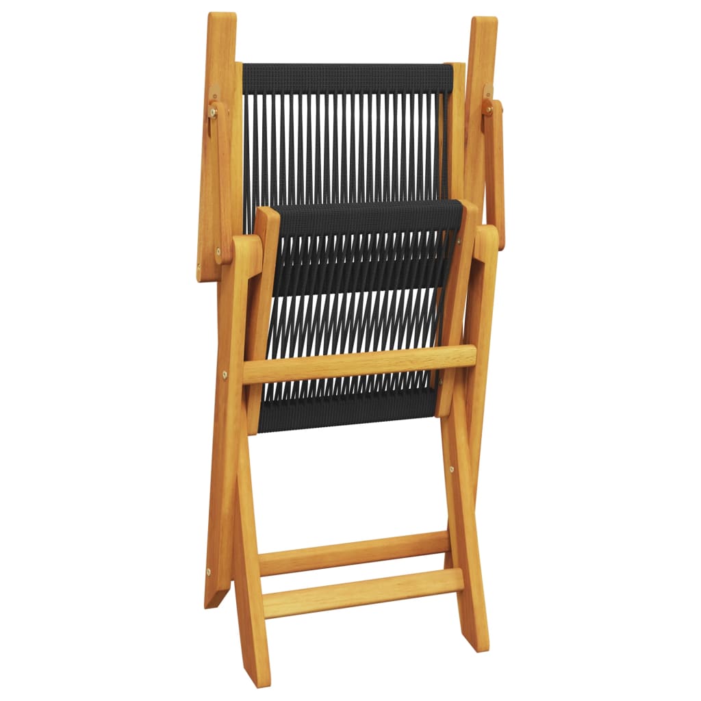 Chaises de jardin pliantes lot de 4 noir bois d'acacia massif