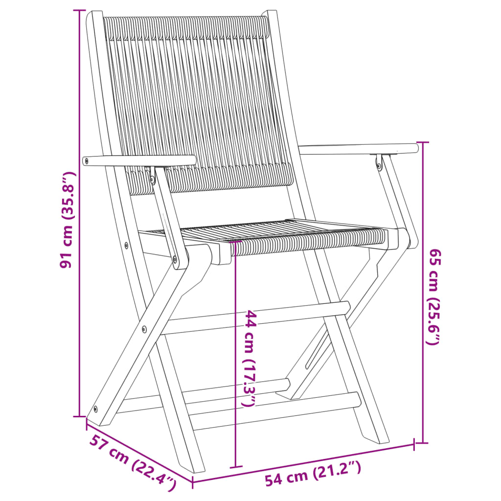 Chaises de jardin pliantes lot de 4 noir bois d'acacia massif