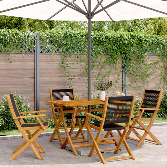 Chaises de jardin pliantes lot de 4 noir bois d'acacia massif