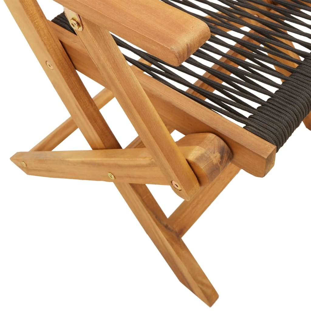 Chaises de jardin pliantes lot de 6 noir bois d'acacia massif