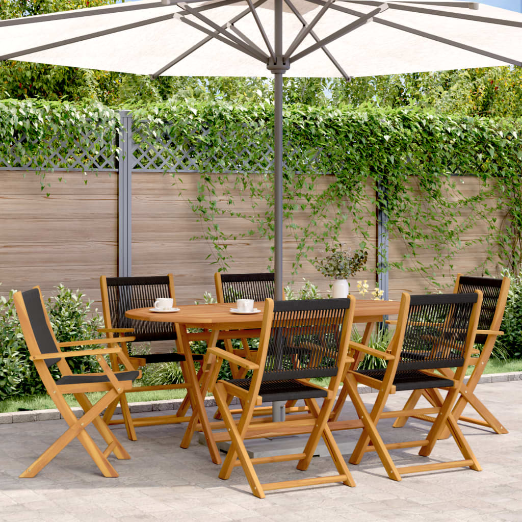 Chaises de jardin pliantes lot de 6 noir bois d'acacia massif