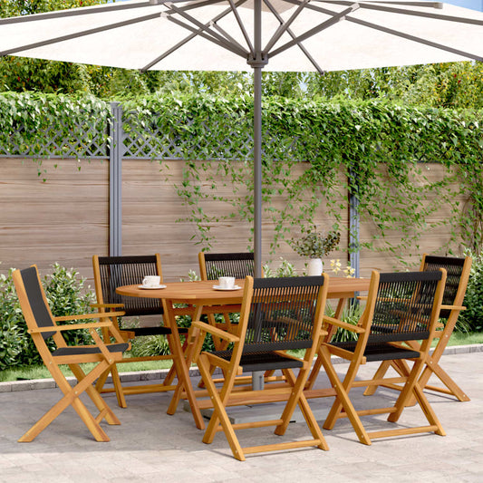 Chaises de jardin pliantes lot de 6 noir bois d'acacia massif