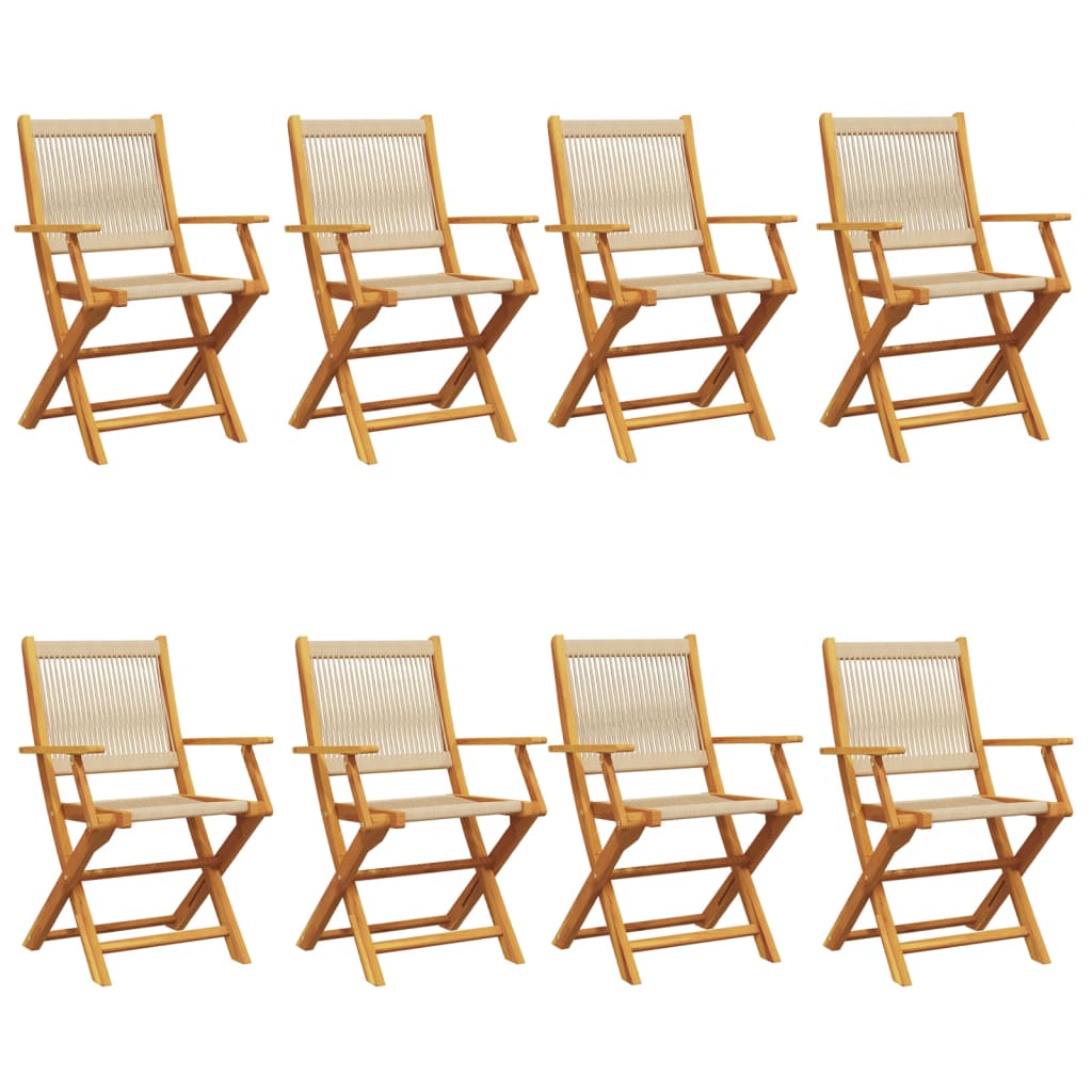 Chaises de jardin pliantes lot de 8 beige bois d'acacia massif