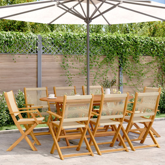 Chaises de jardin pliantes lot de 8 beige bois d'acacia massif