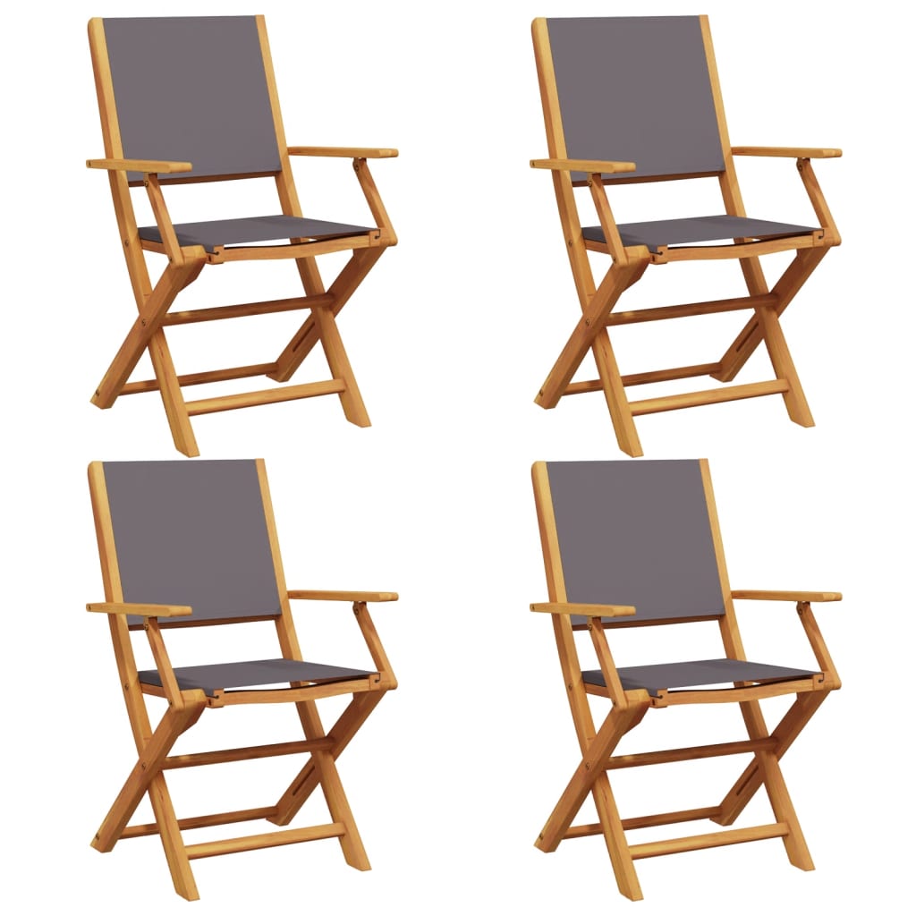 Chaises de jardin pliantes lot de 4 tissu et bois massif