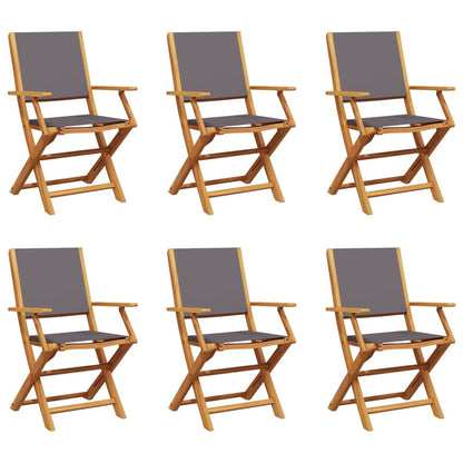 Chaises de jardin pliantes lot de 6 tissu et bois massif