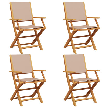 Chaises de jardin pliantes lot de 4 taupe tissu et bois massif