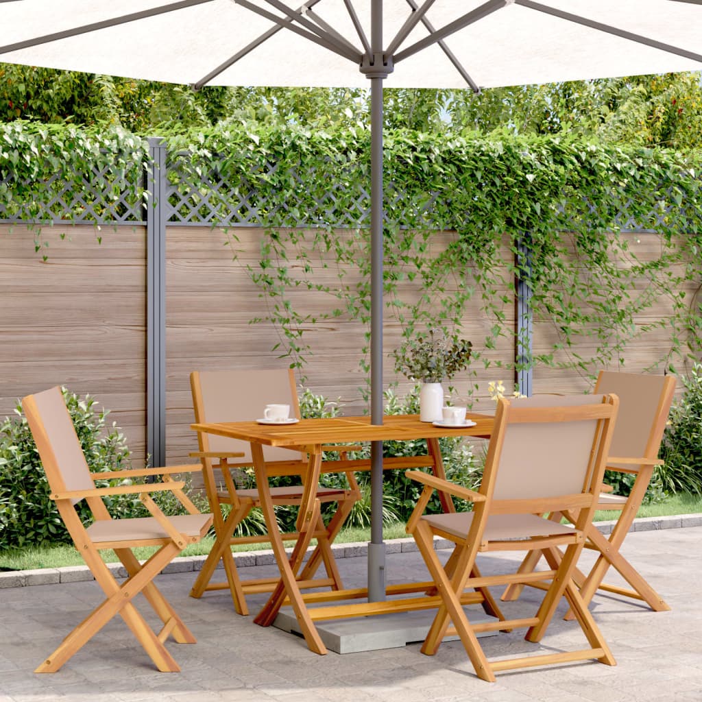 Chaises de jardin pliantes lot de 4 taupe tissu et bois massif