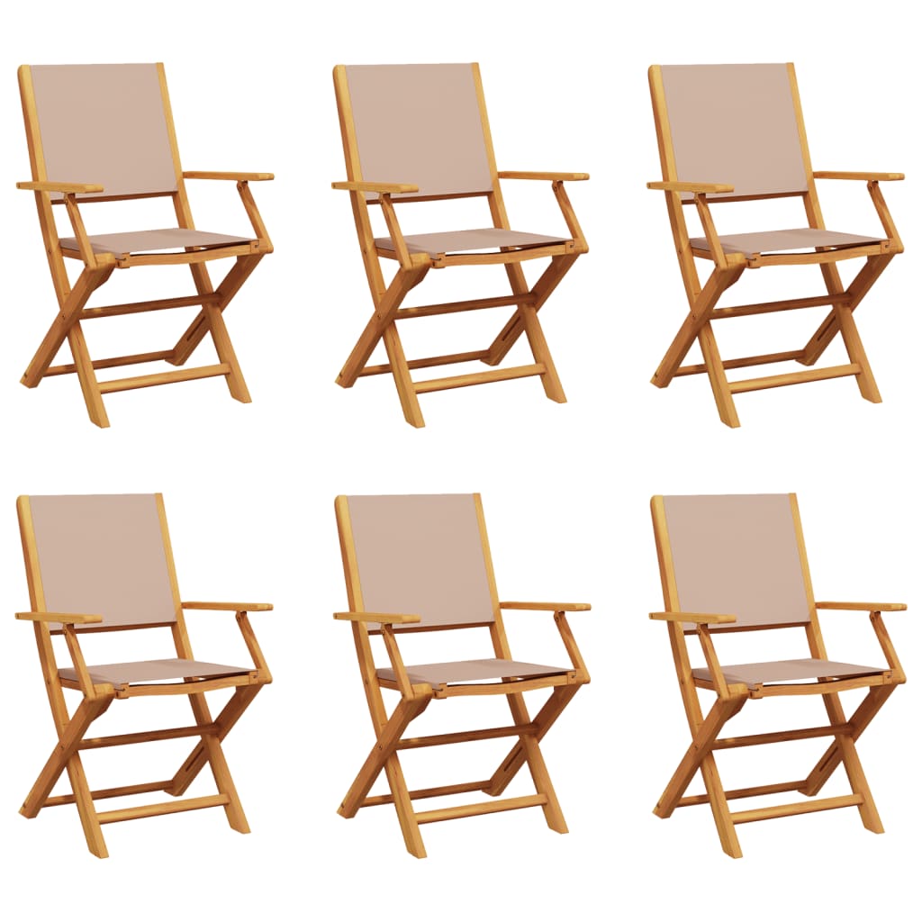 Chaises de jardin pliantes lot de 6 taupe tissu et bois massif