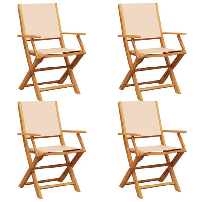 Chaises de jardin pliantes lot de 4 beige tissu et bois massif