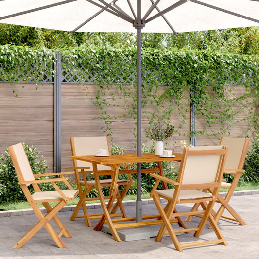 Chaises de jardin pliantes lot de 4 beige tissu et bois massif