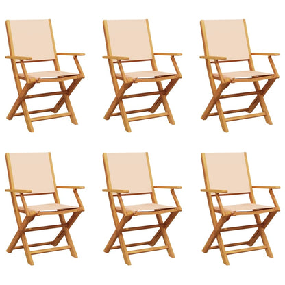 Chaises de jardin pliantes lot de 6 beige tissu et bois massif