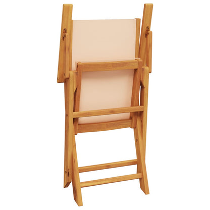 Chaises de jardin pliantes lot de 6 beige tissu et bois massif