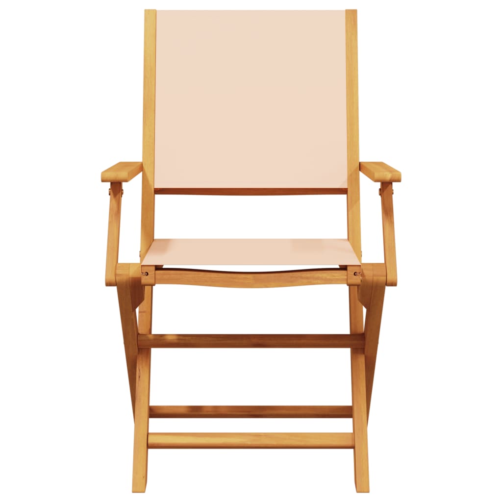 Chaises de jardin pliantes lot de 8 beige tissu et bois massif