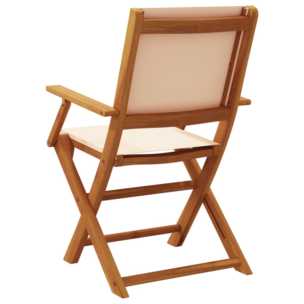 Chaises de jardin pliantes lot de 8 beige tissu et bois massif