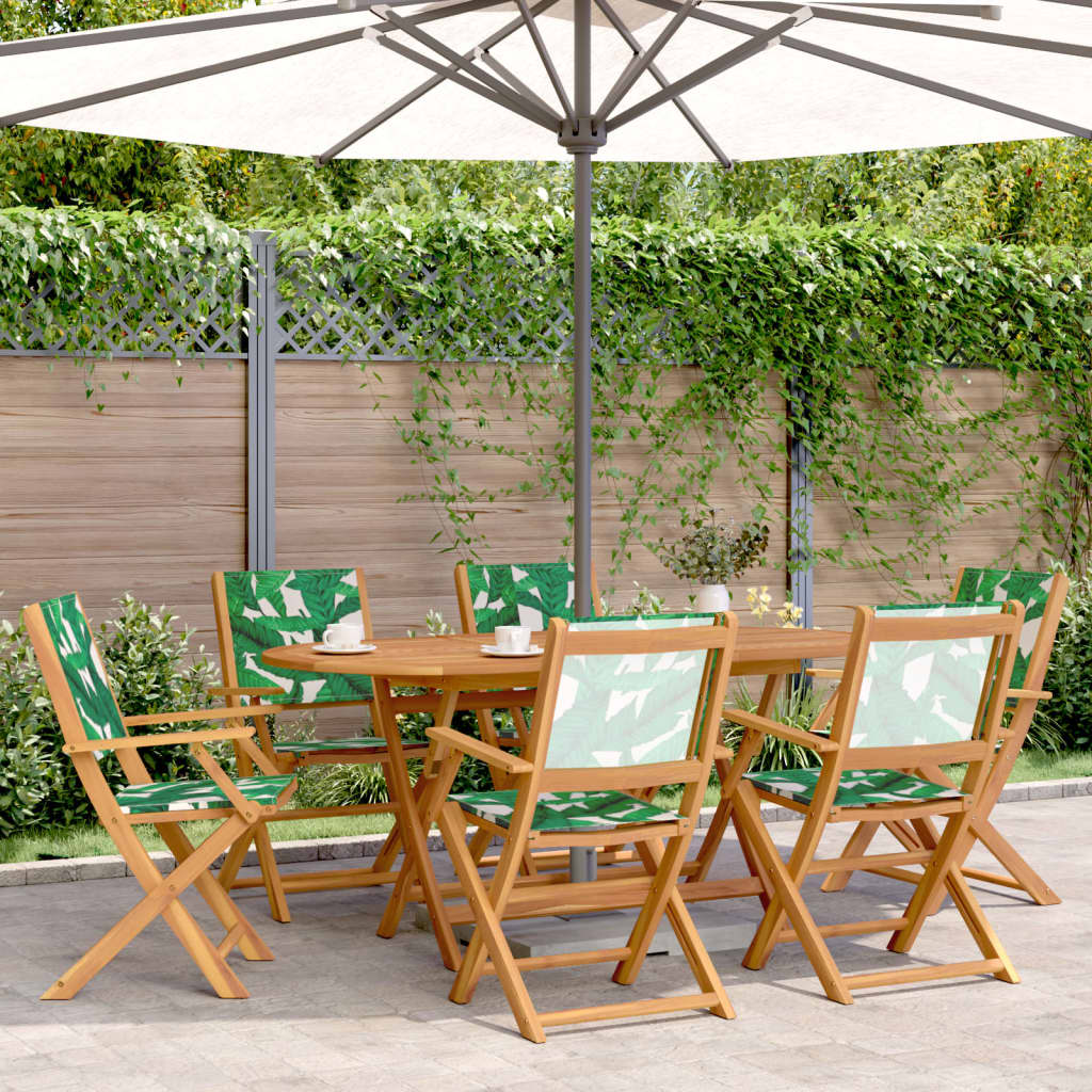 Chaises de jardin pliantes lot de 6 vert tissu et bois massif