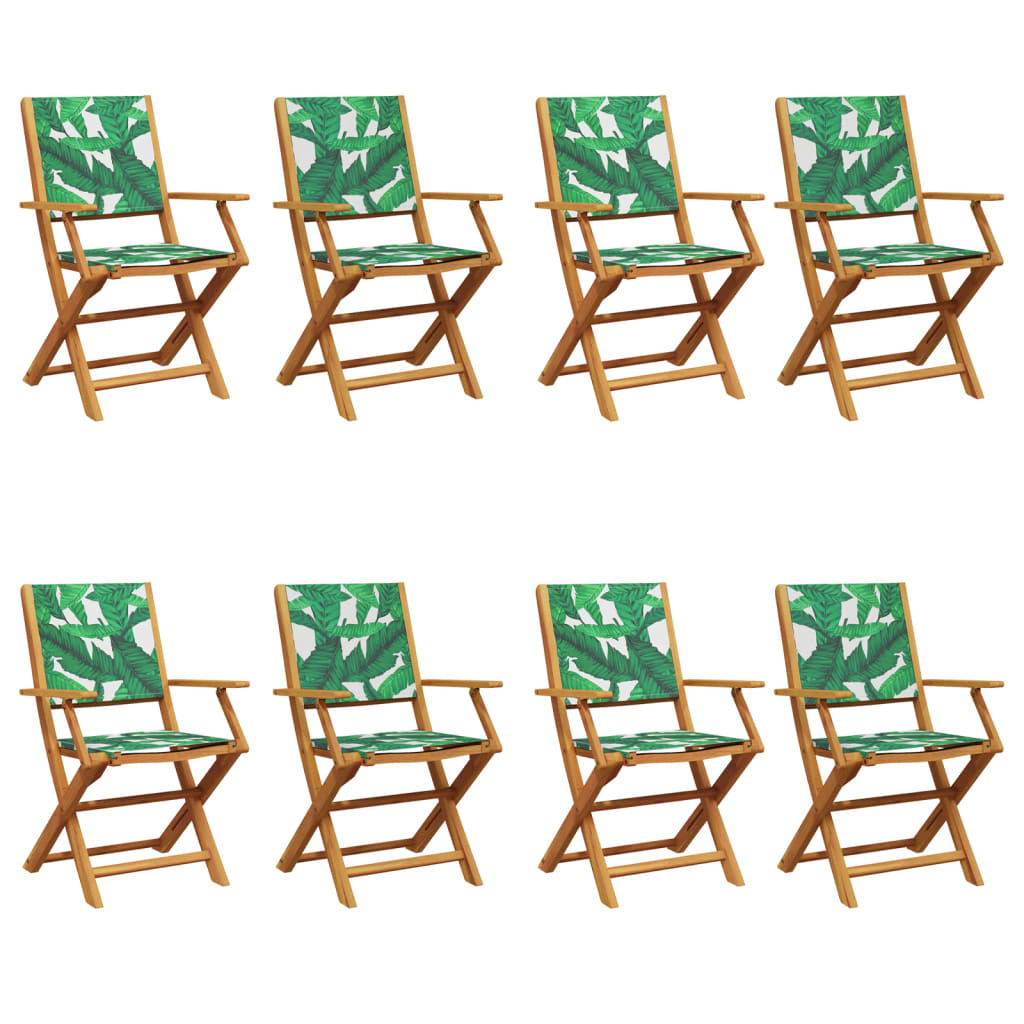 Chaises de jardin pliantes lot de 8 vert tissu et bois massif