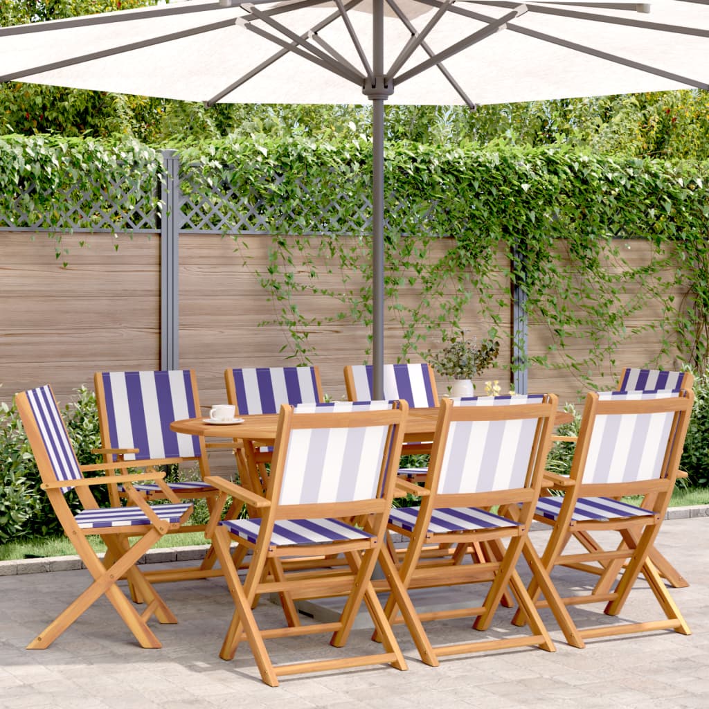 Chaises de jardin pliantes lot de 8 tissu et bois massif