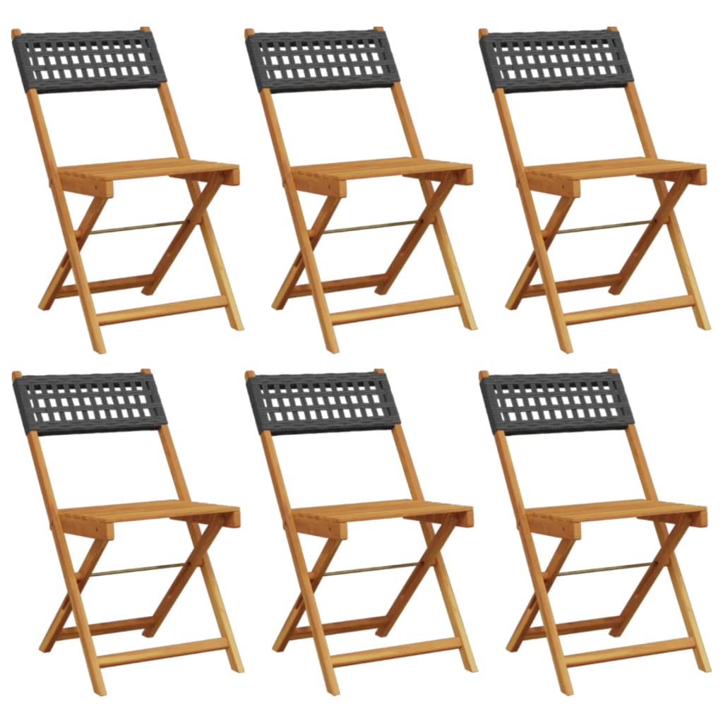 Chaises de jardin pliantes lot de 6 noir poly rotin bois massif