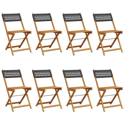 Chaises de jardin pliantes lot de 8 noir poly rotin bois massif