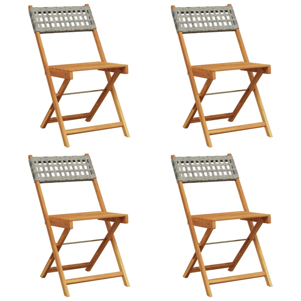 Chaises de jardin pliantes lot de 4 gris poly rotin bois massif